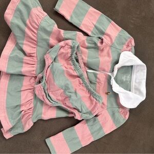 Ralph Lauren Pink and Green Striped Baby Outfit